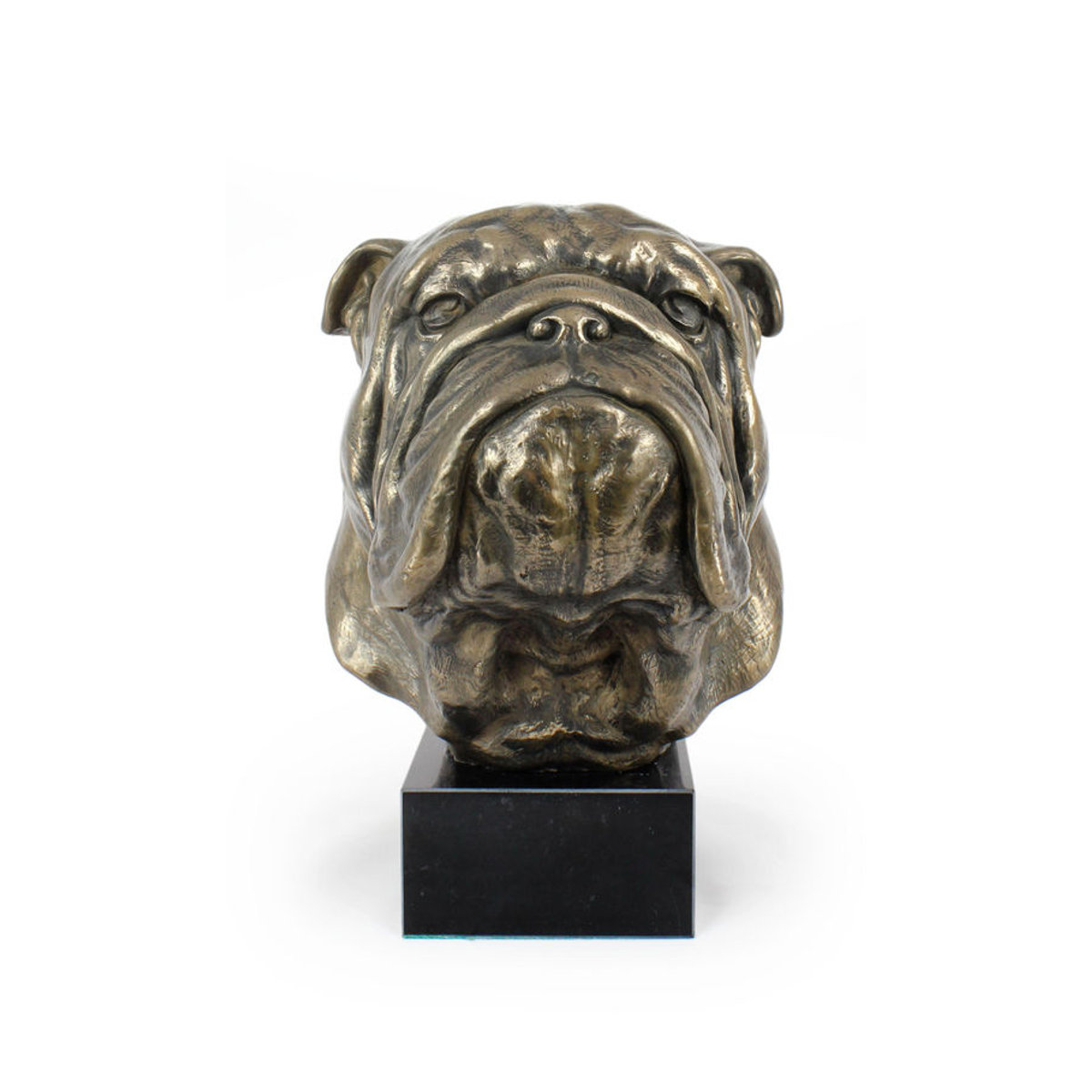 Art-Dog Englische Bulldogge Hundebüste als große Statue auf Steinsockel in Braun - Bild 2