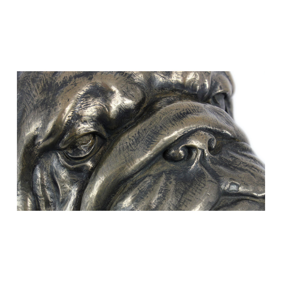 Art-Dog Englische Bulldogge Hundebüste als große Statue auf Steinsockel in Braun - Bild 5