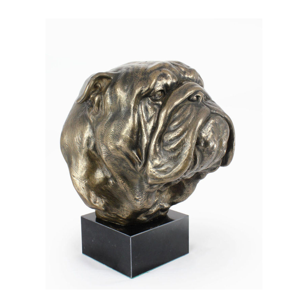 Art-Dog Englische Bulldogge Hundebüste als große Statue auf Steinsockel in Braun - Bild 9
