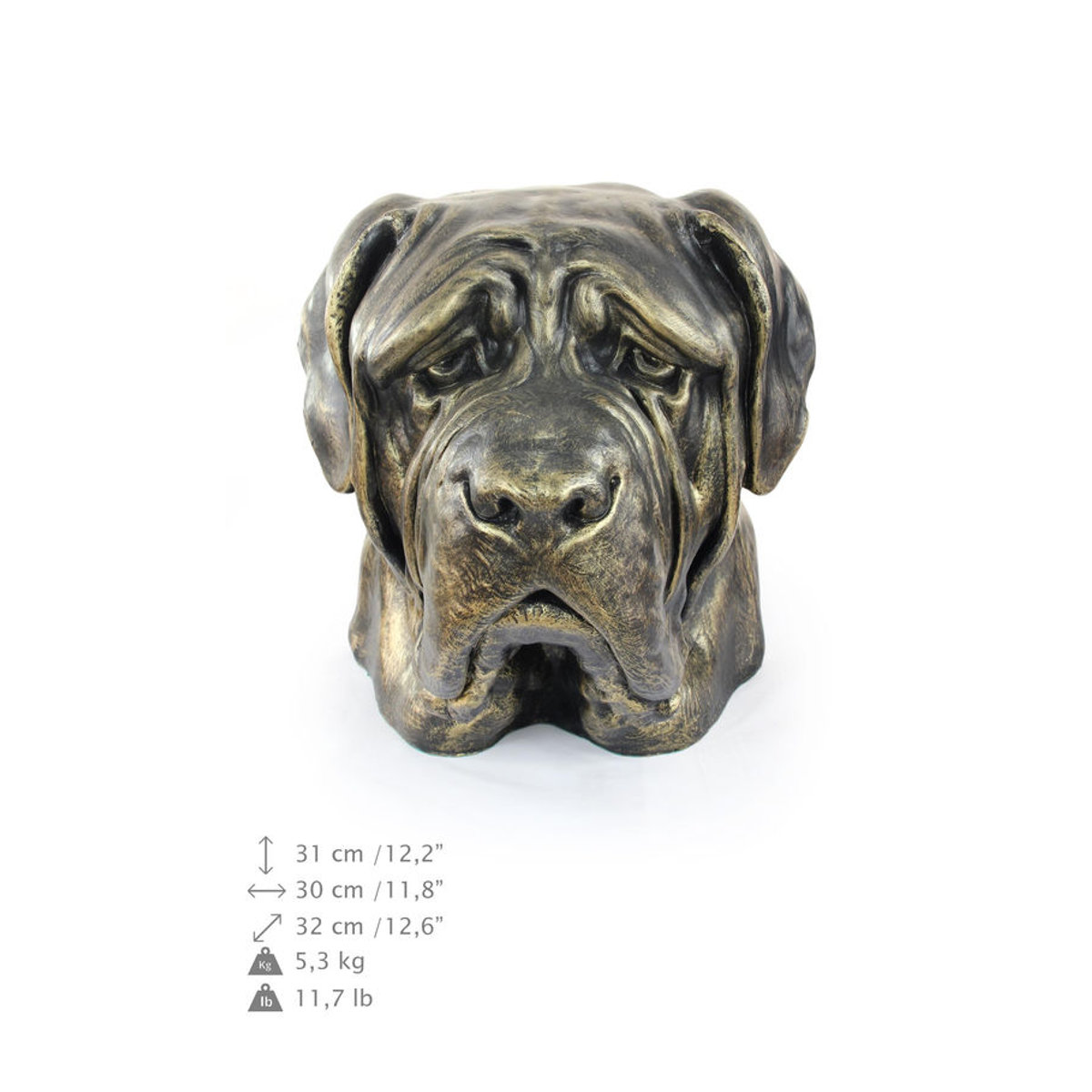 Art-Dog Englische Mastiff Hundebüste aus Kunstharz in Braun zur Dekoration für Garten und Wohnzimmer - Bild 6