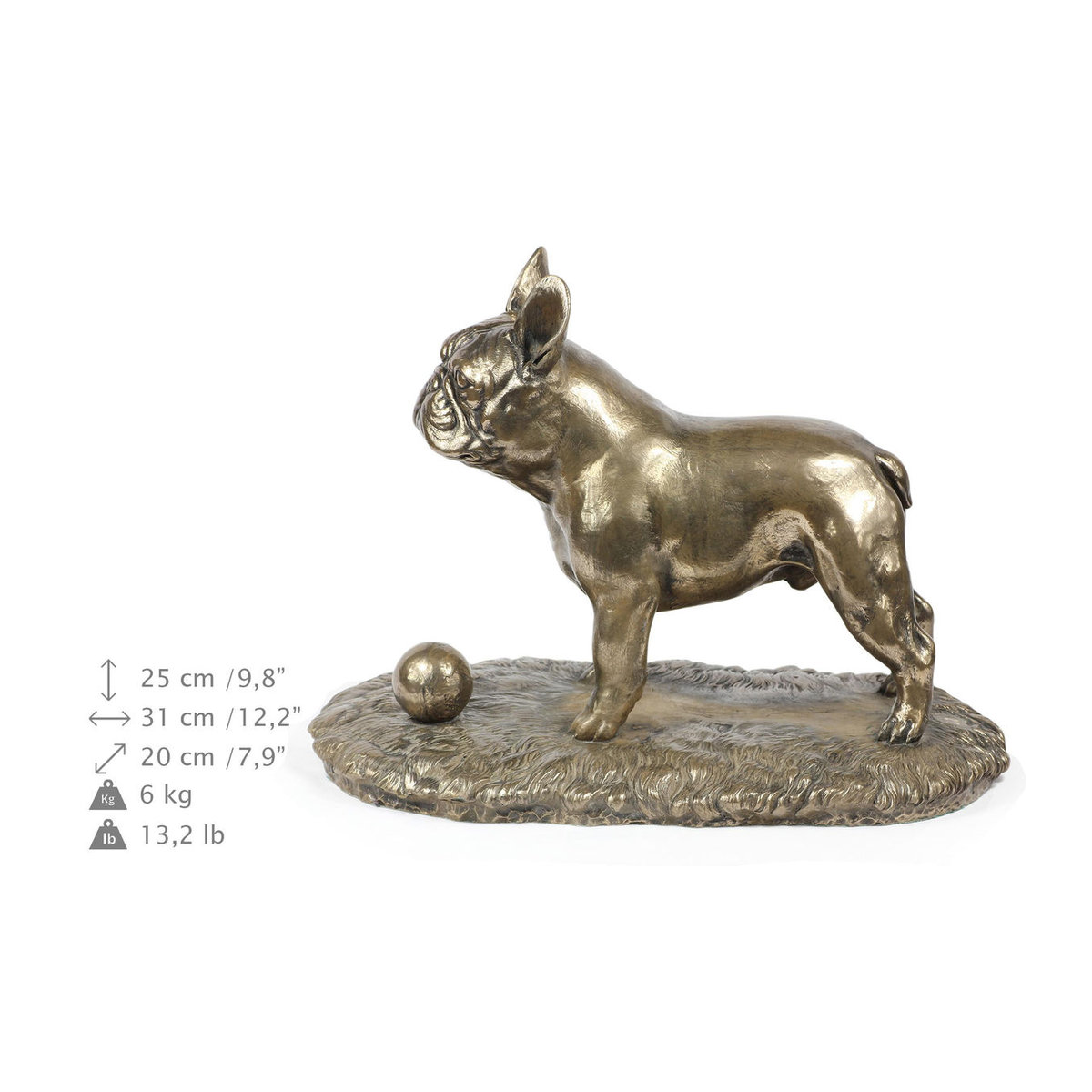 Art-Dog Französische Bulldogge Frenchie I Hundefigur in Braun aus Kunstharz und Metall - Bild 3