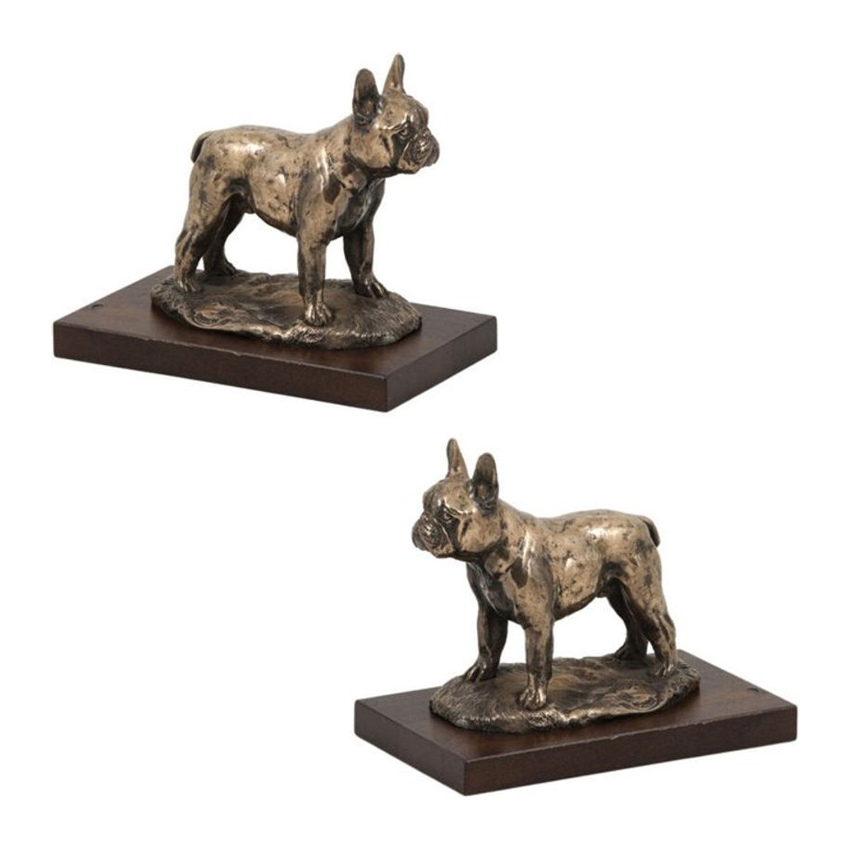 Art-Dog Französische Bulldogge I Hundestatuette in Braun und Silber als dekorative Bürofigur - Bild 1