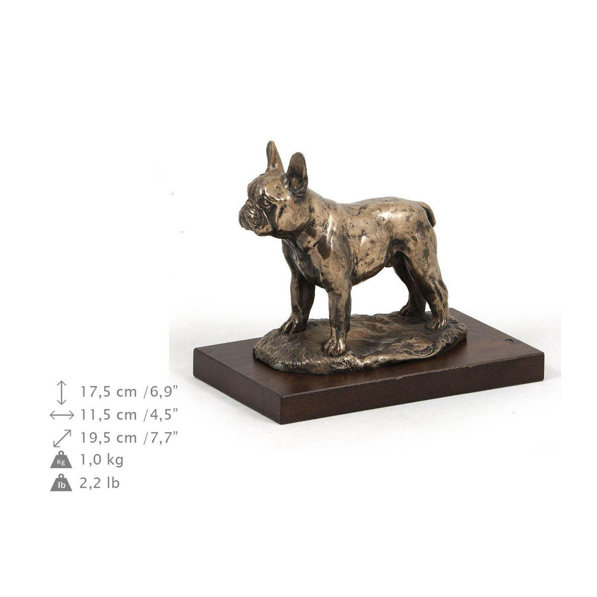 Art-Dog Französische Bulldogge I Hundestatuette in Braun und Silber als dekorative Bürofigur - Bild 4