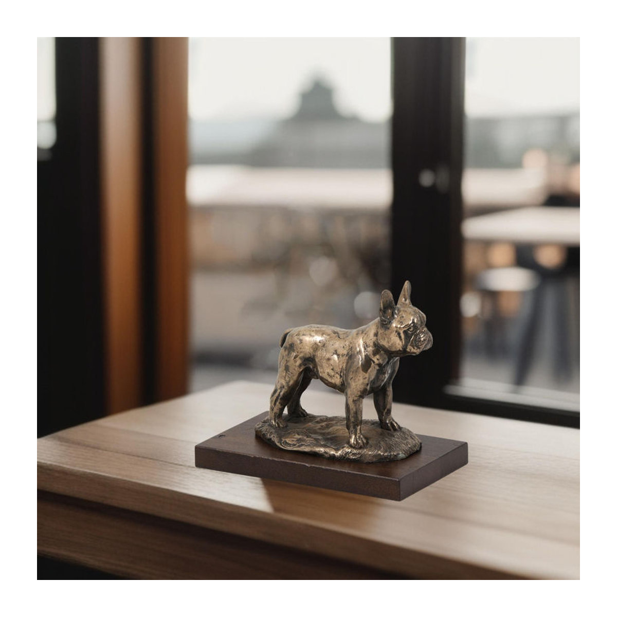 Art-Dog Französische Bulldogge I Hundestatuette in Braun und Silber als dekorative Bürofigur - Bild 5