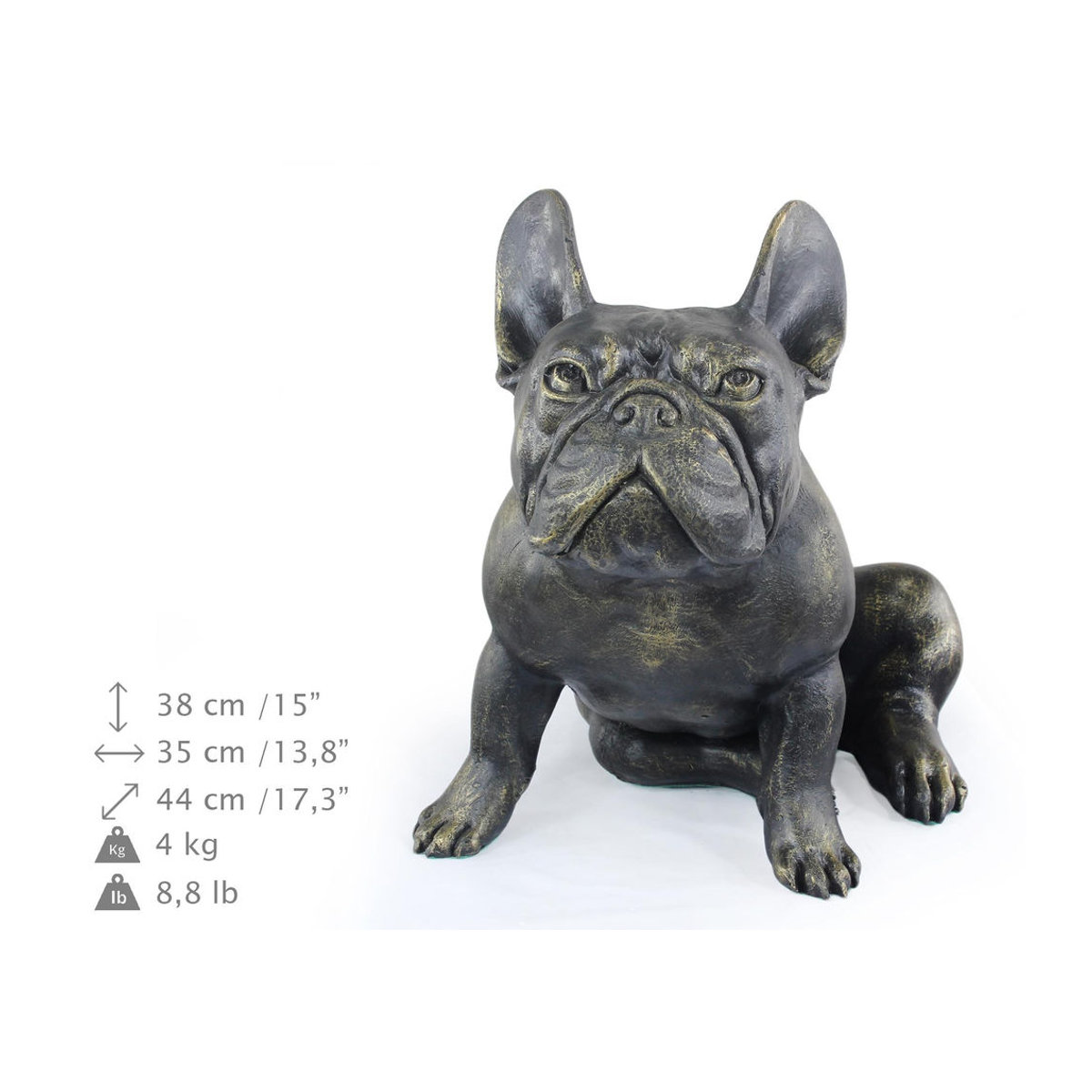 Art-Dog Frenchie II Lebensgroße French Bulldog Statue aus Kunstharz in Braun und Schwarz für den Garten - Bild 6