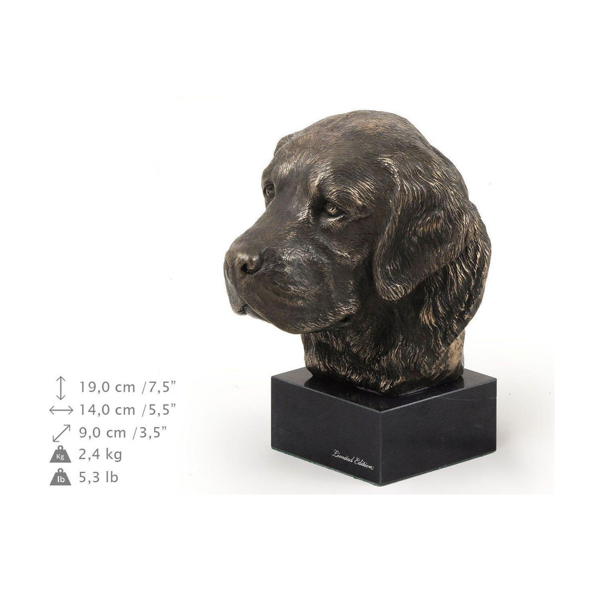 Art-Dog Golden Retriever Hundestatue als klassische Büste auf Sockel in Braun - Bild 5
