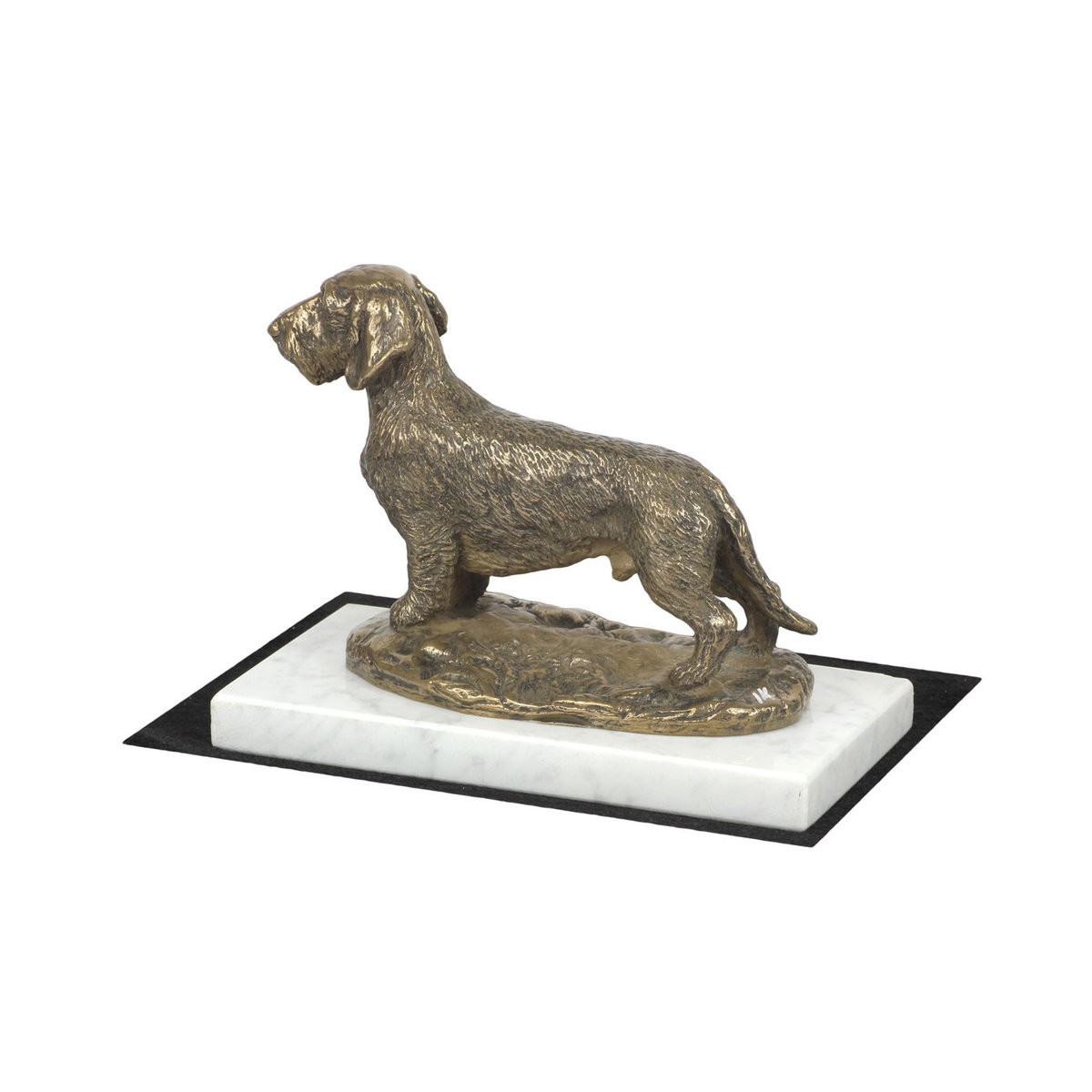 Art-Dog Hundefigur Rauhaardackel als Statue auf weißem Marmor in Braun - Bild 2