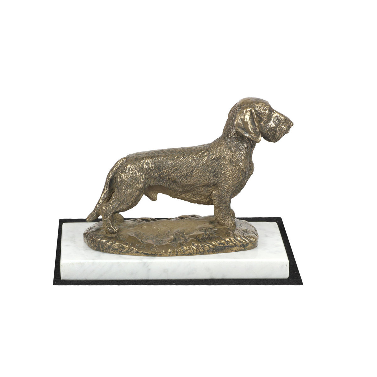 Art-Dog Hundefigur Rauhaardackel als Statue auf weißem Marmor in Braun - Bild 4