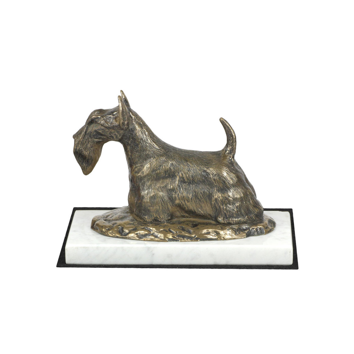 Art-Dog Hundefigur Scottish Terrier Aberdeen Terrier als Statue aus weißem Marmor und Bronze in Braun - Bild 2