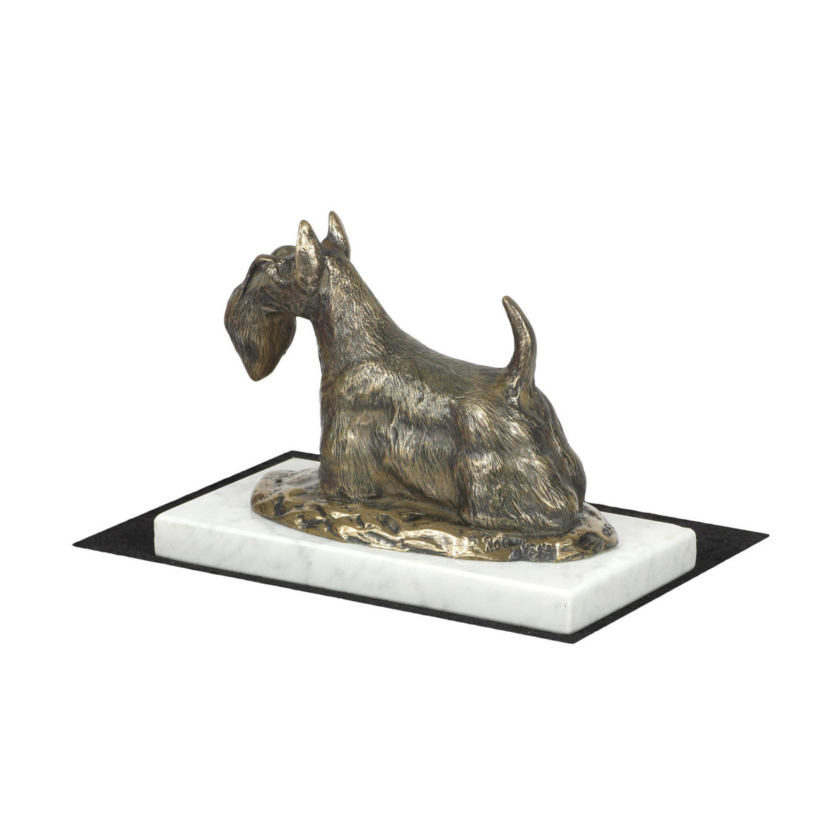 Art-Dog Hundefigur Scottish Terrier Aberdeen Terrier als Statue aus weißem Marmor und Bronze in Braun - Bild 4
