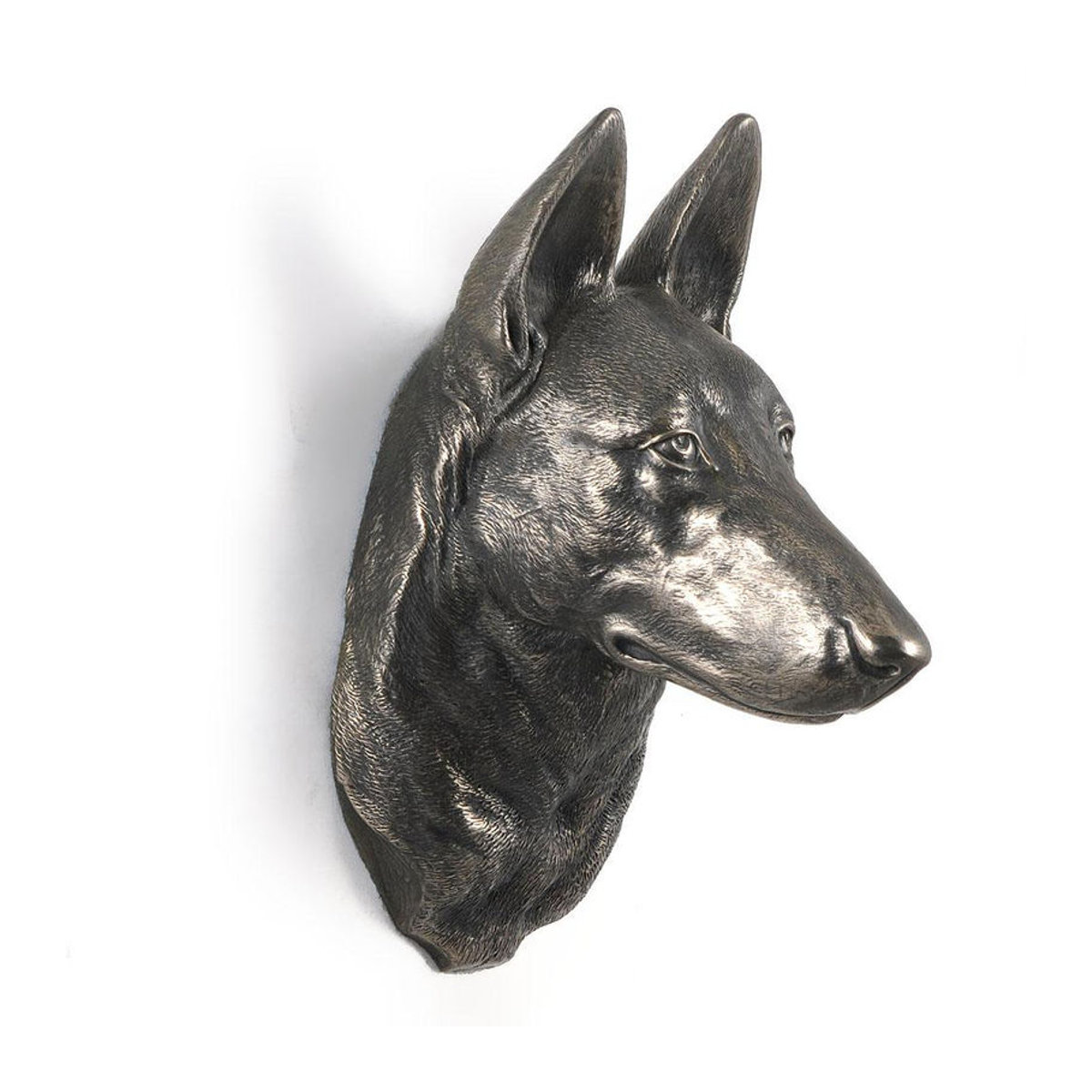 Art-Dog Malinois Belgischer Schäferhund Hundestatue als hängende Büste aus Kunstharz und Metall in Braun - Bild 2
