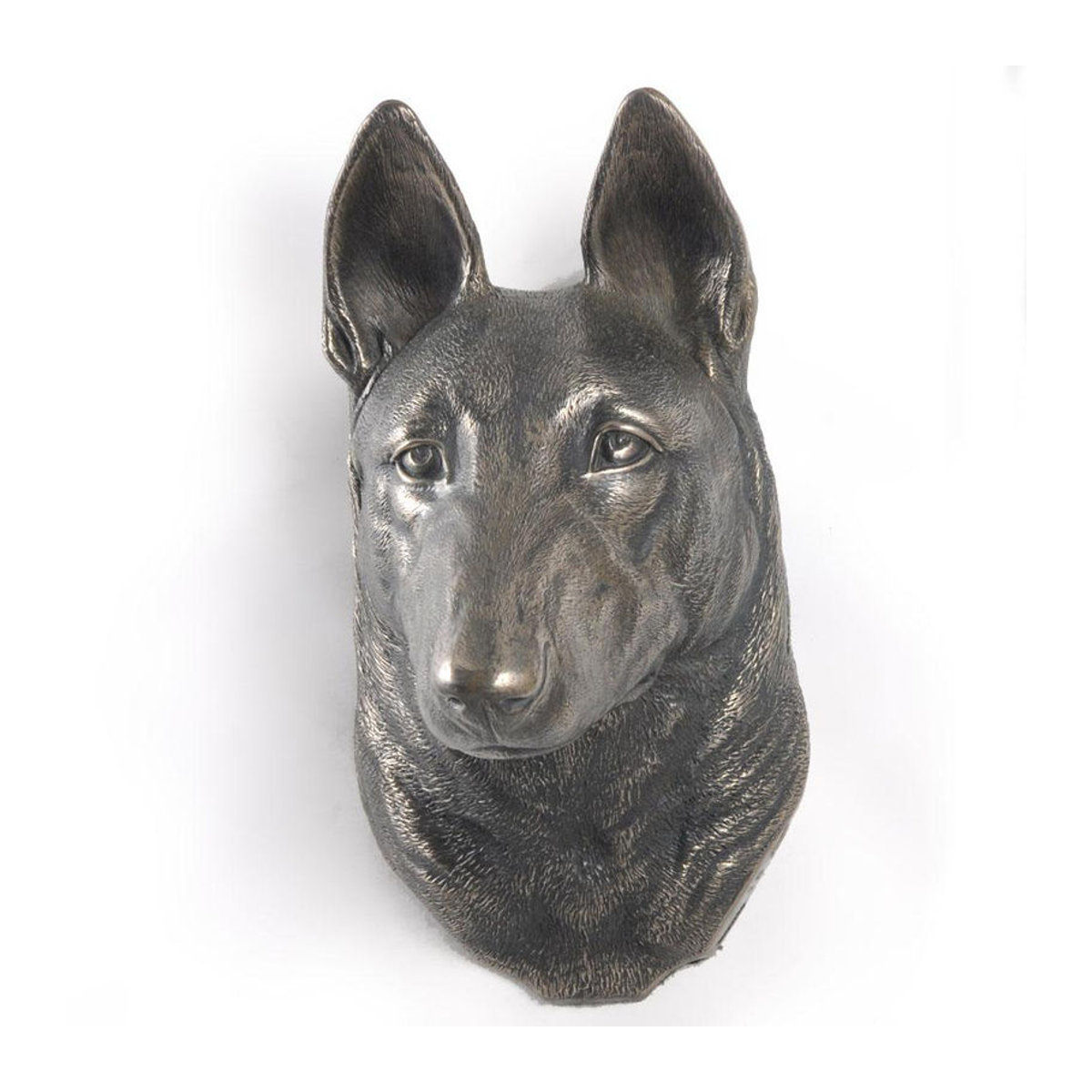 Art-Dog Malinois Belgischer Schäferhund Hundestatue als hängende Büste aus Kunstharz und Metall in Braun - Bild 3