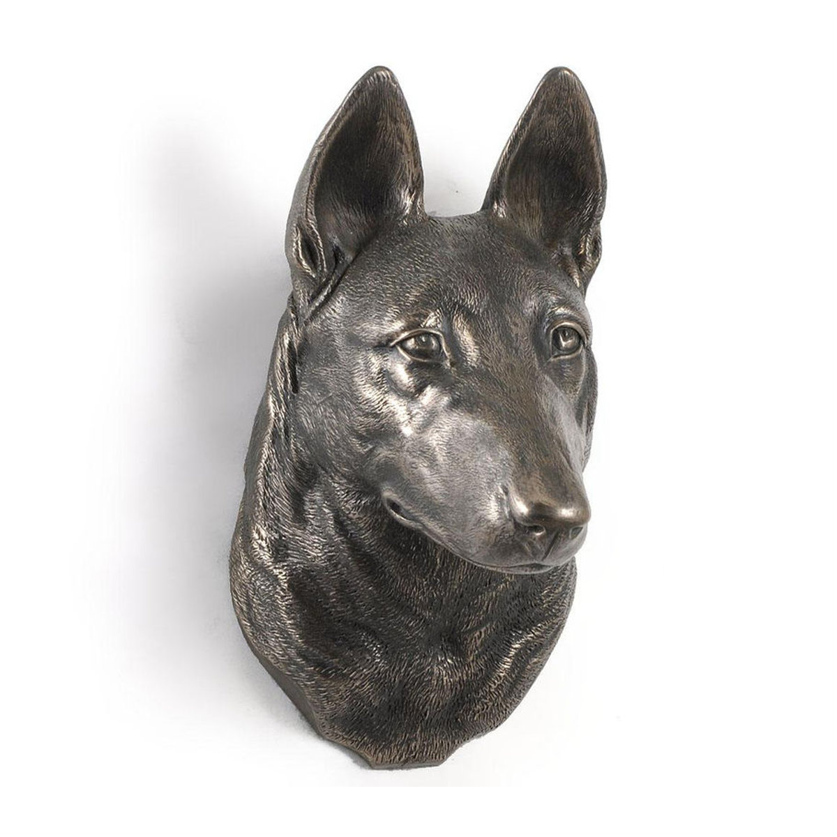Art-Dog Malinois Belgischer Schäferhund Hundestatue als hängende Büste aus Kunstharz und Metall in Braun - Bild 5