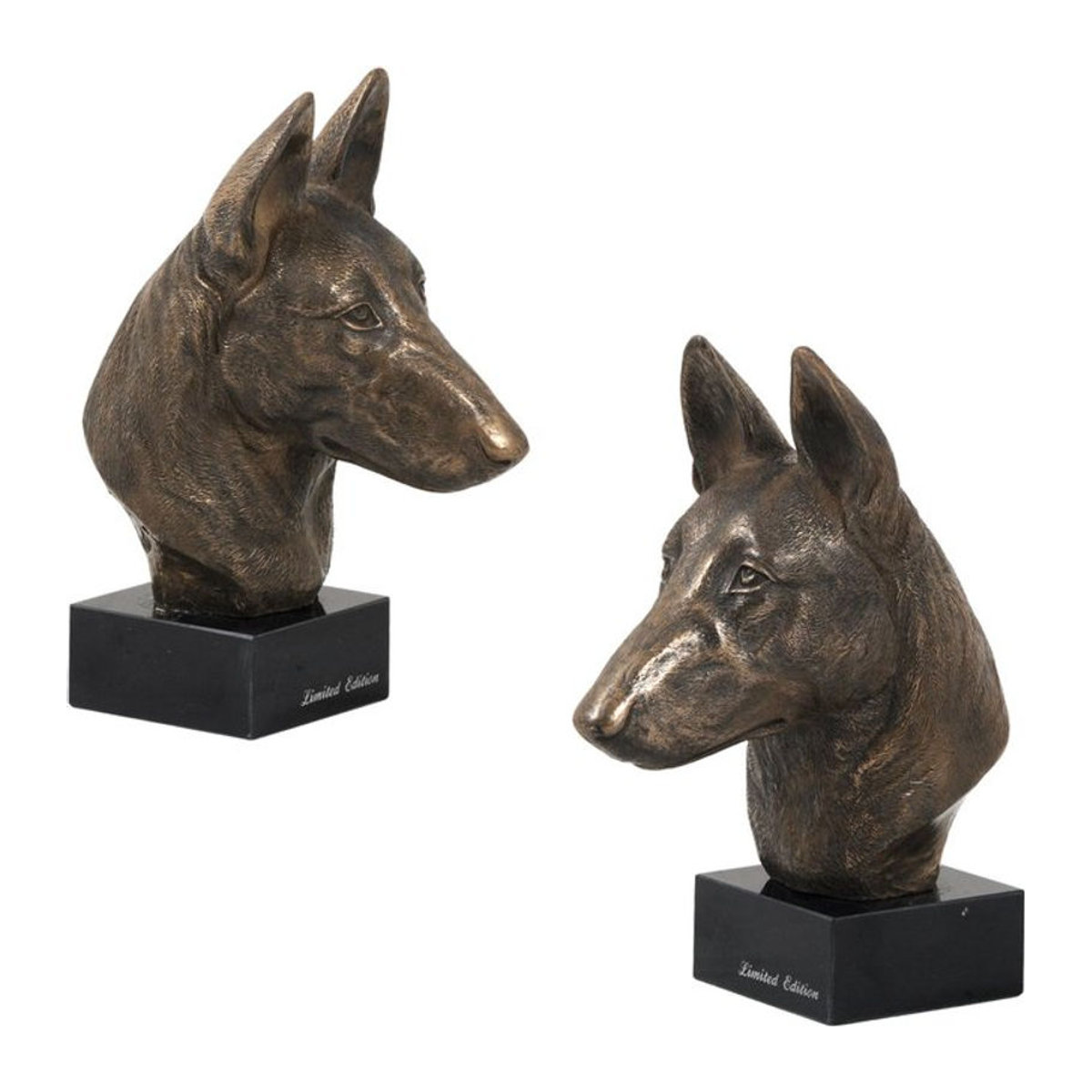 Art-Dog Malinois Belgischer Schäferhund Statue als Büste auf Steinsockel in Braun - Bild 1