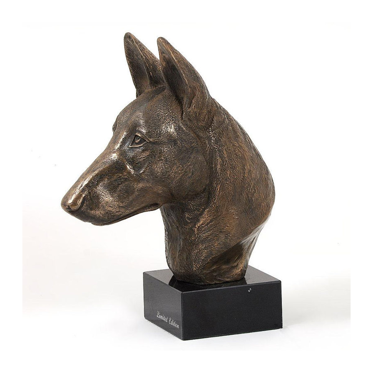 Art-Dog Malinois Belgischer Schäferhund Statue als Büste auf Steinsockel in Braun - Bild 2