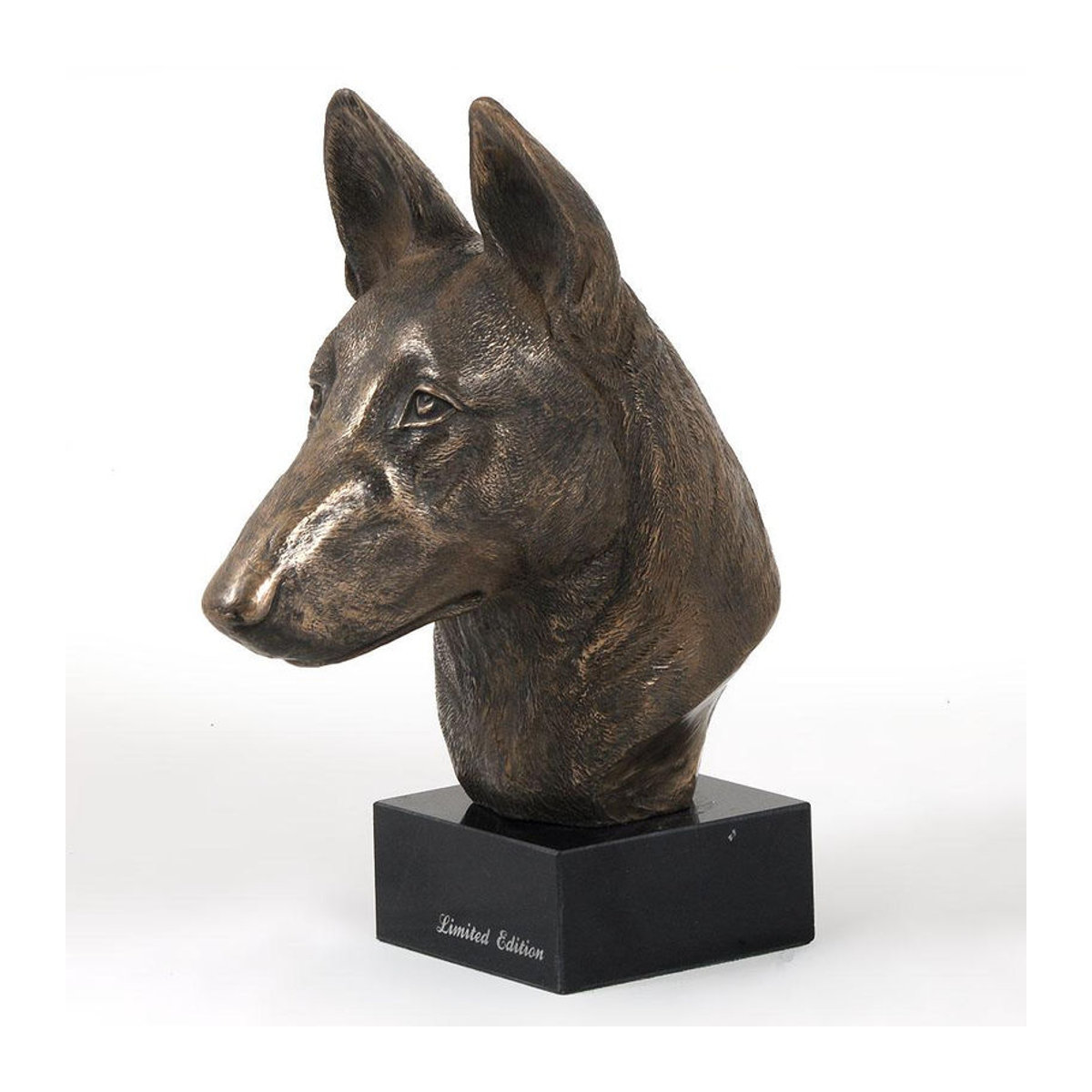 Art-Dog Malinois Belgischer Schäferhund Statue als Büste auf Steinsockel in Braun - Bild 5