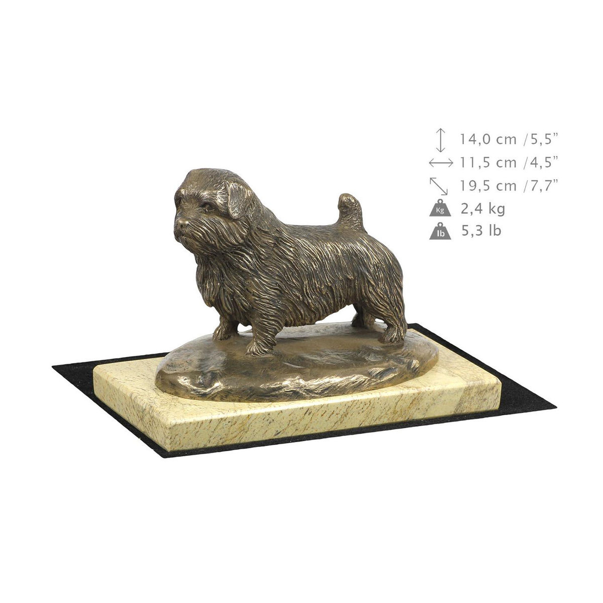 Art-Dog Norfolk Terrier Hundefigur in Braun aus Kunstharz und Metall - Bild 4