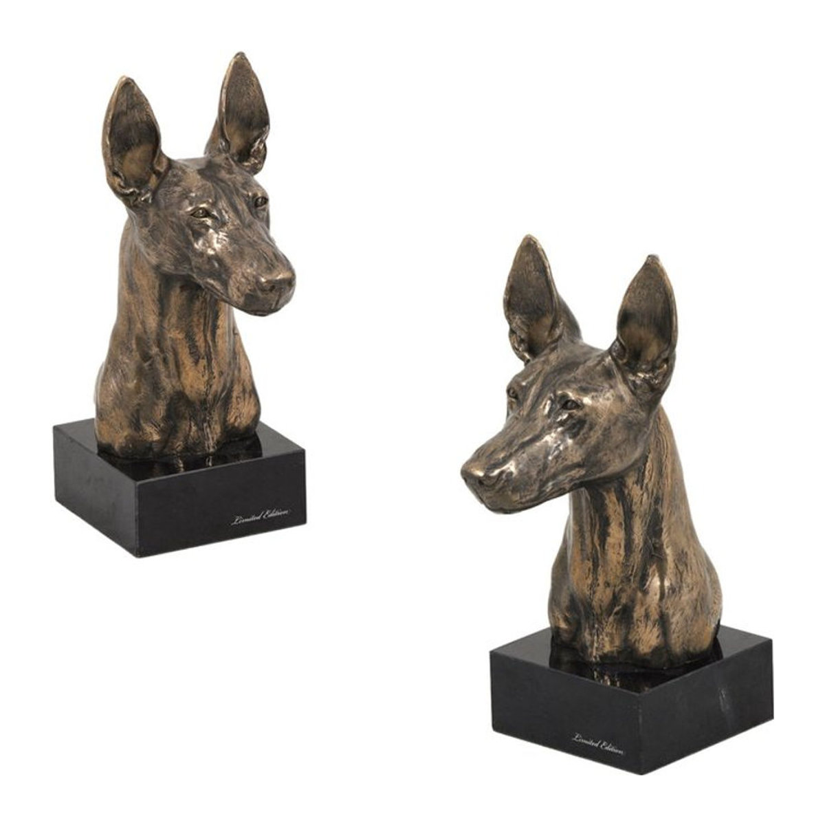 Art-Dog Pharaonenhund Skulptur als Büste auf Steinsockel in Braun - Bild 1