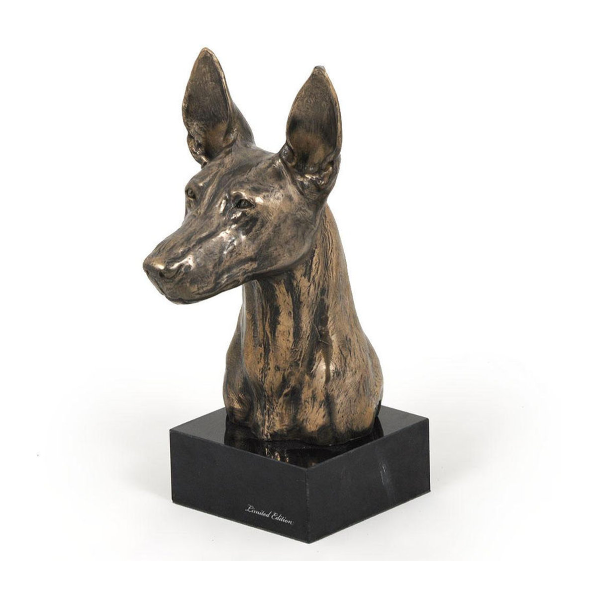 Art-Dog Pharaonenhund Skulptur als Büste auf Steinsockel in Braun - Bild 2