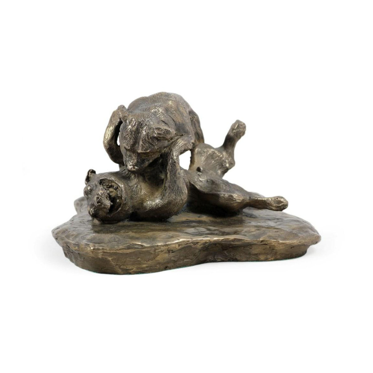 Art-Dog Pit Bull Kampf Figur in Braun auf weißem Sockel aus Kunstharz - Bild 1