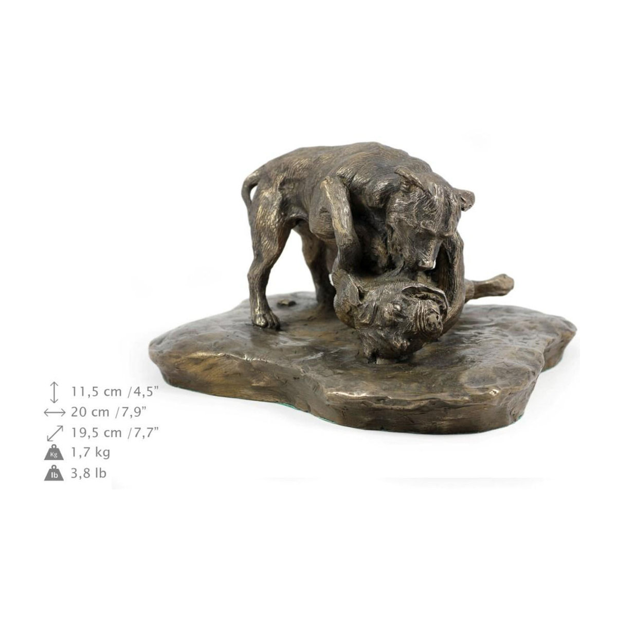 Art-Dog Pit Bull Kampf Figur in Braun auf weißem Sockel aus Kunstharz - Bild 6