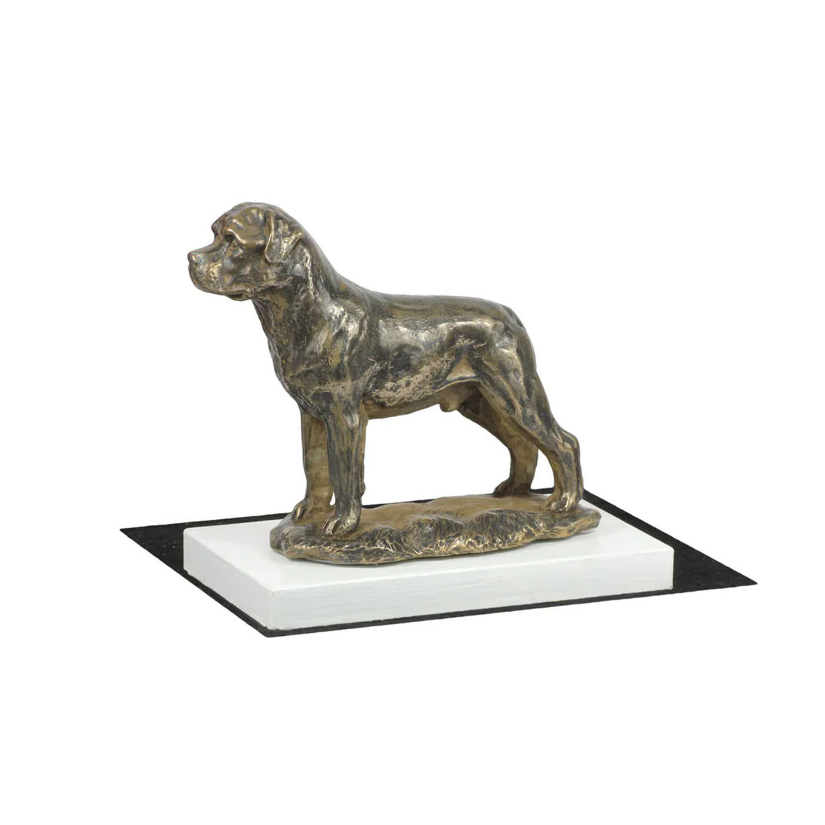 Art-Dog Rottweiler II Hundestatuette als dekorative Figur auf weißem Sockel in Braun - Bild 2