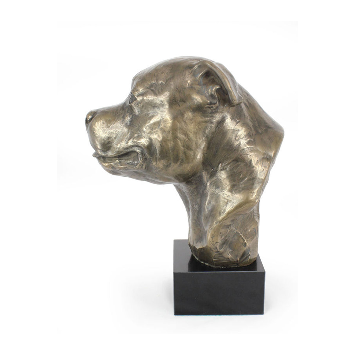 Art-Dog Staffordshire Bull Terrier Hundebüste als große Statue in Braun mit Steinsockel - Bild 6