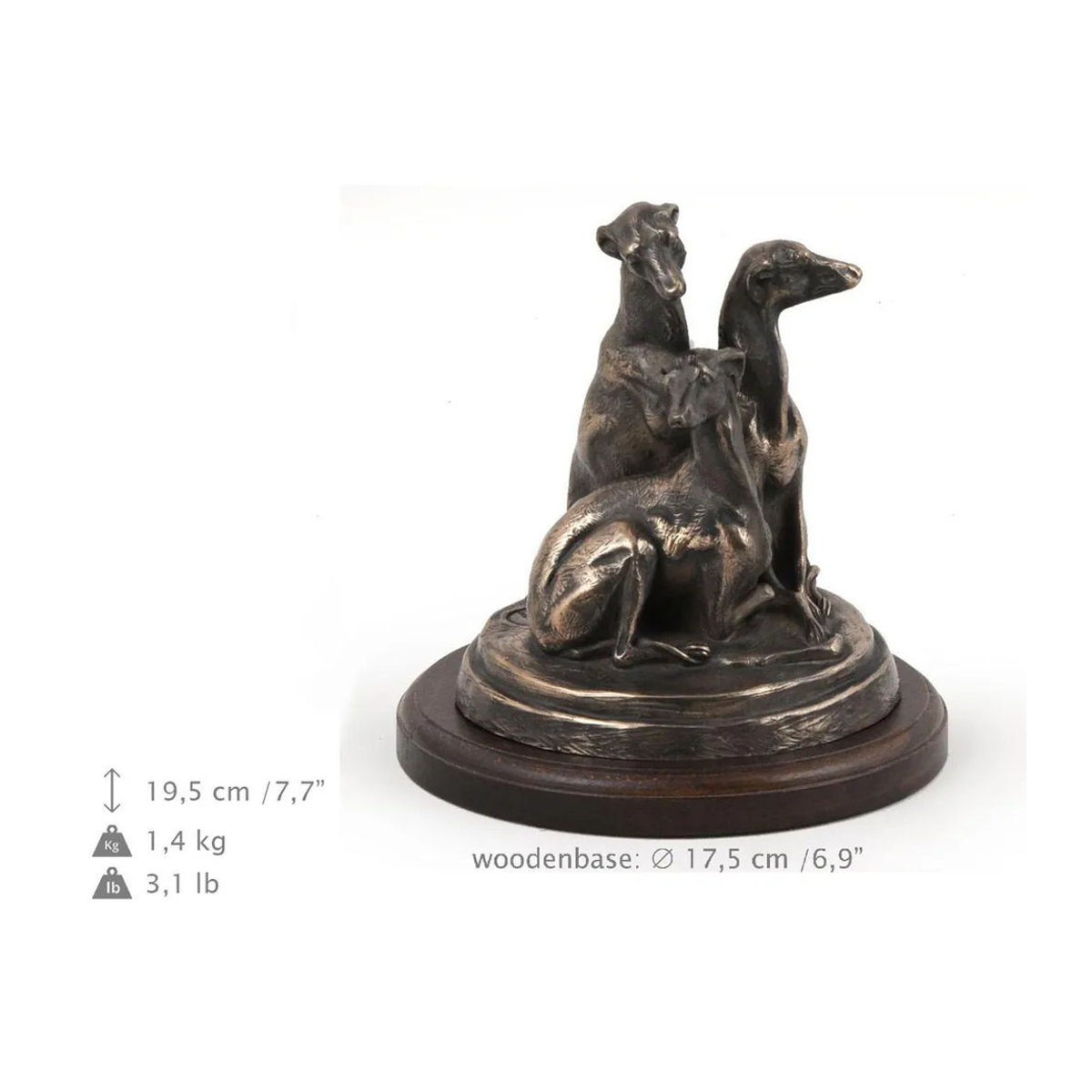 Art-Dog Whippet Hundefigur als dekorative Silhouette in Braun aus Kunstharz und Metall - Bild 3