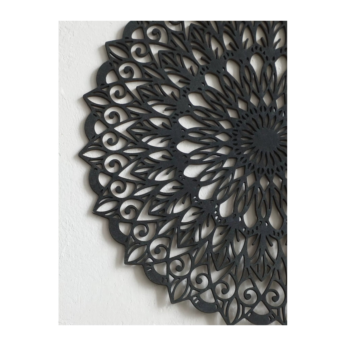 Artilady Boho Mandala Wandbehang aus Holz in Schwarz, runde geometrische Wanddekoration im Bohemian Stil - Bild 3