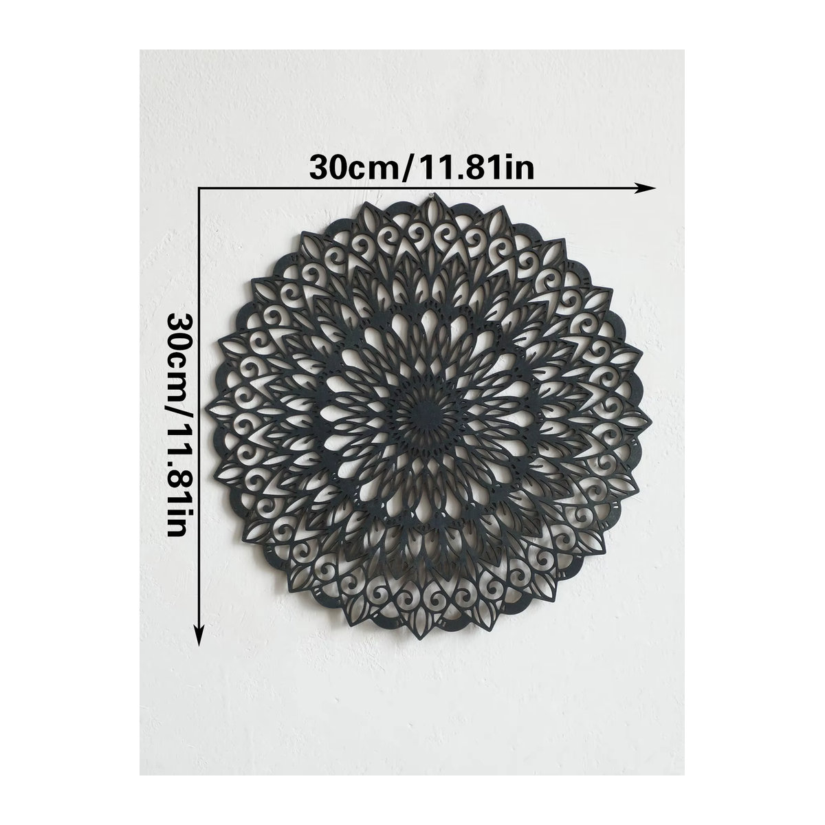 Artilady Boho Mandala Wandbehang aus Holz in Schwarz, runde geometrische Wanddekoration im Bohemian Stil - Bild 4