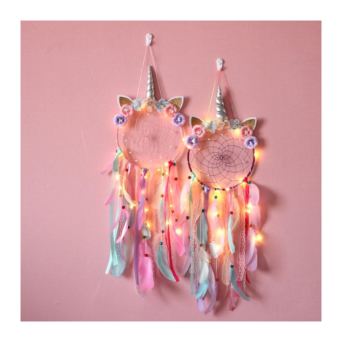 Artilady Einhorn Traumfänger im Boho-Stil, Rosa und Mehrfarbig, Wanddekoration für Kinderzimmer und Babyzimmer - Bild 1