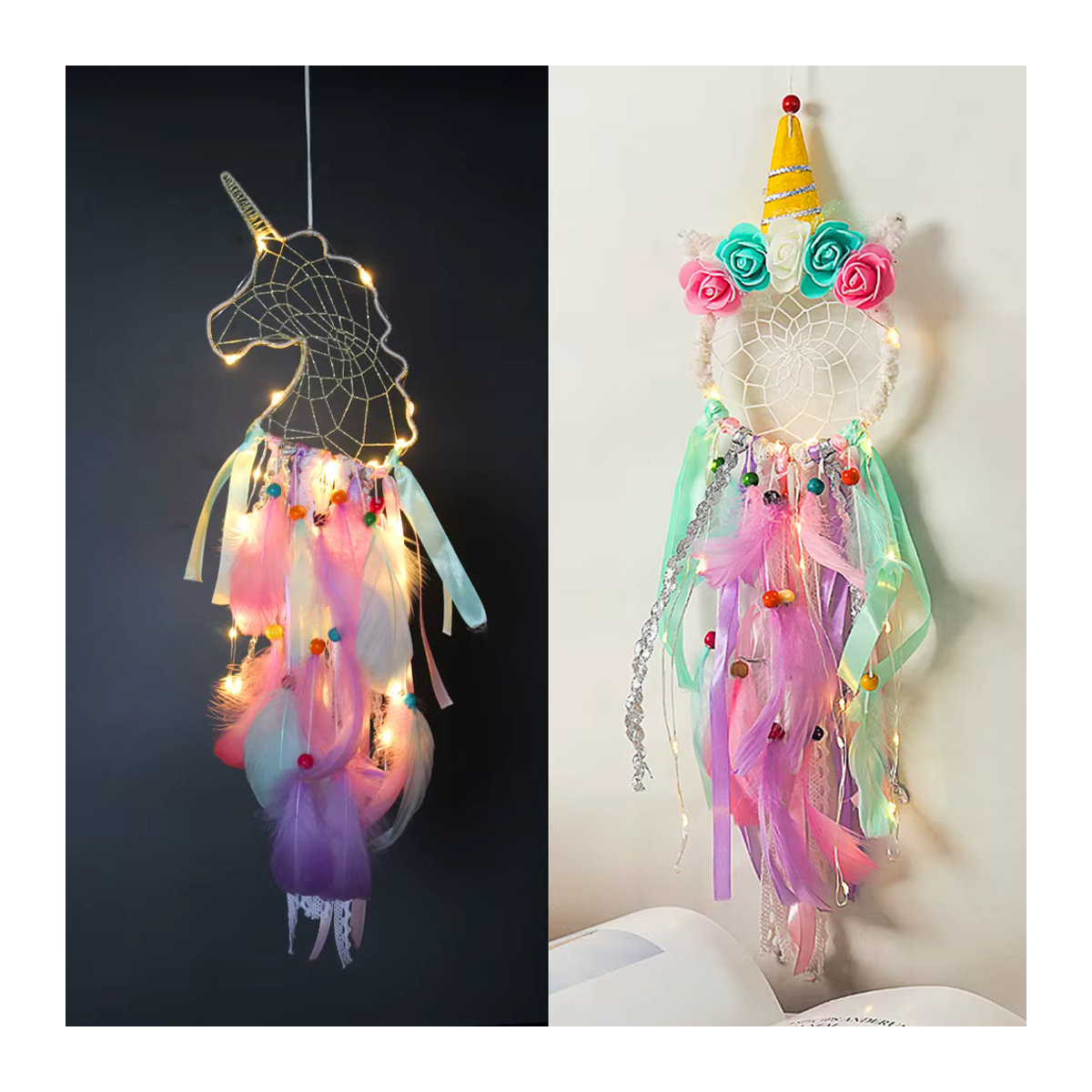 Artilady Einhorn Traumfänger im Boho-Stil, Rosa und Mehrfarbig, Wanddekoration für Kinderzimmer und Babyzimmer - Bild 4