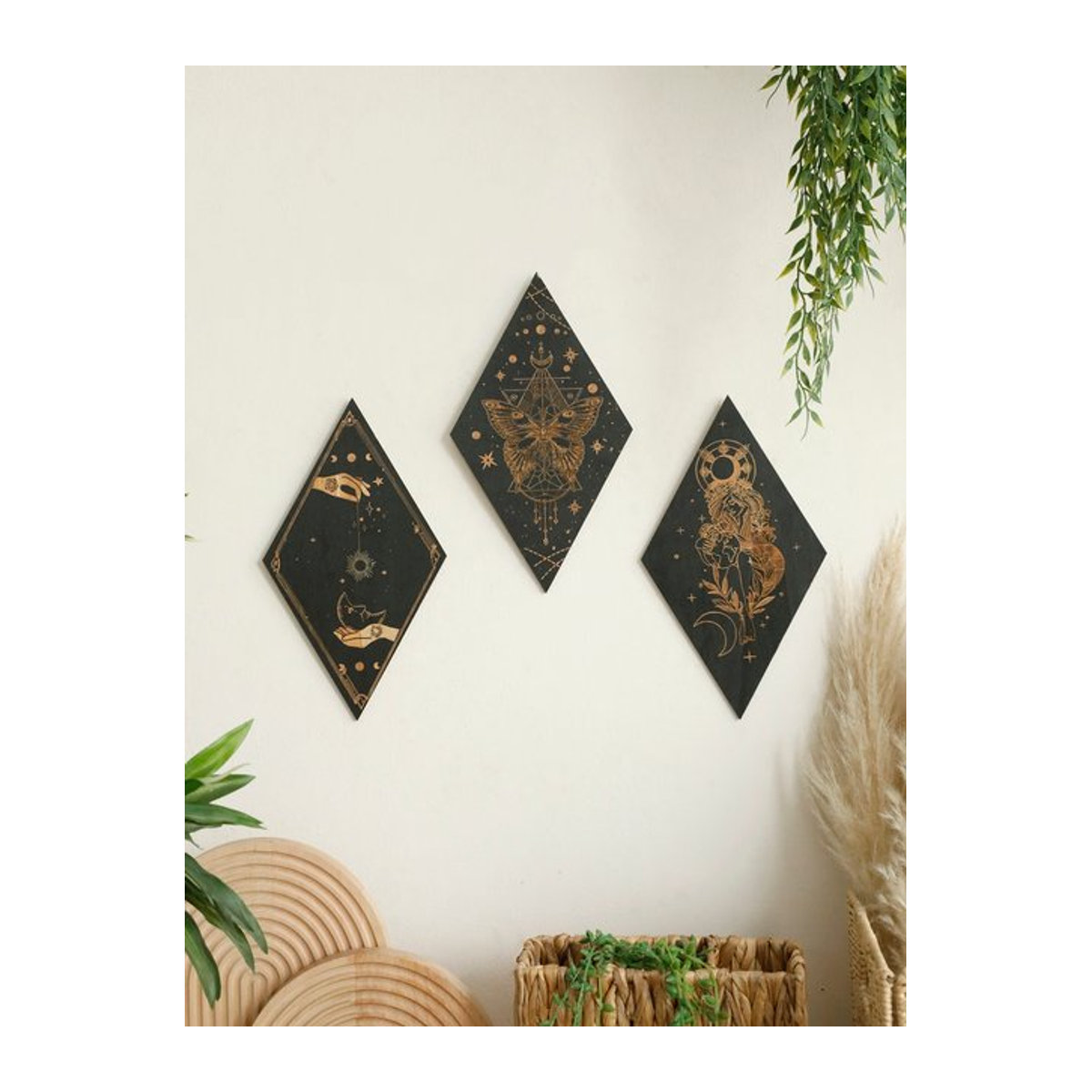 Artilady Gotischer Schmetterling Wandbehang aus Holz in Schwarz für Boho Home Dekoration - Bild 1