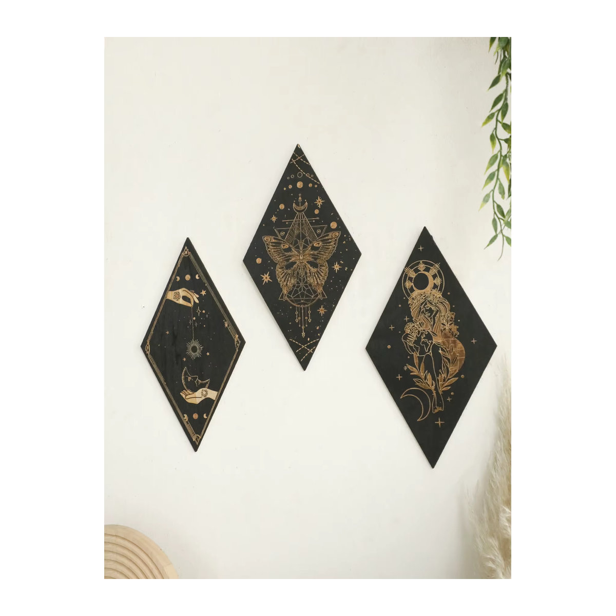 Artilady Gotischer Schmetterling Wandbehang aus Holz in Schwarz für Boho Home Dekoration - Bild 2