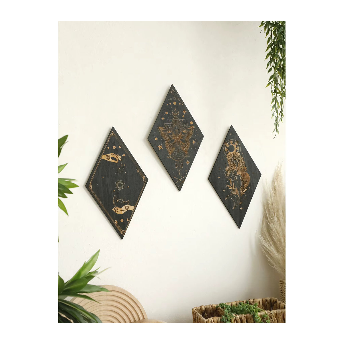 Artilady Gotischer Schmetterling Wandbehang aus Holz in Schwarz für Boho Home Dekoration - Bild 4