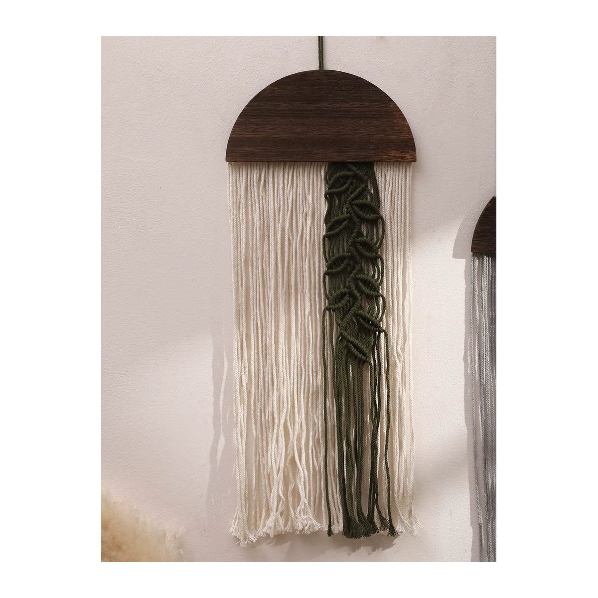 Artilady Handgewebter Makramee Wandteppich in Weiß im Bohemian Stil als Wandbehang mit Quasten - Bild 2