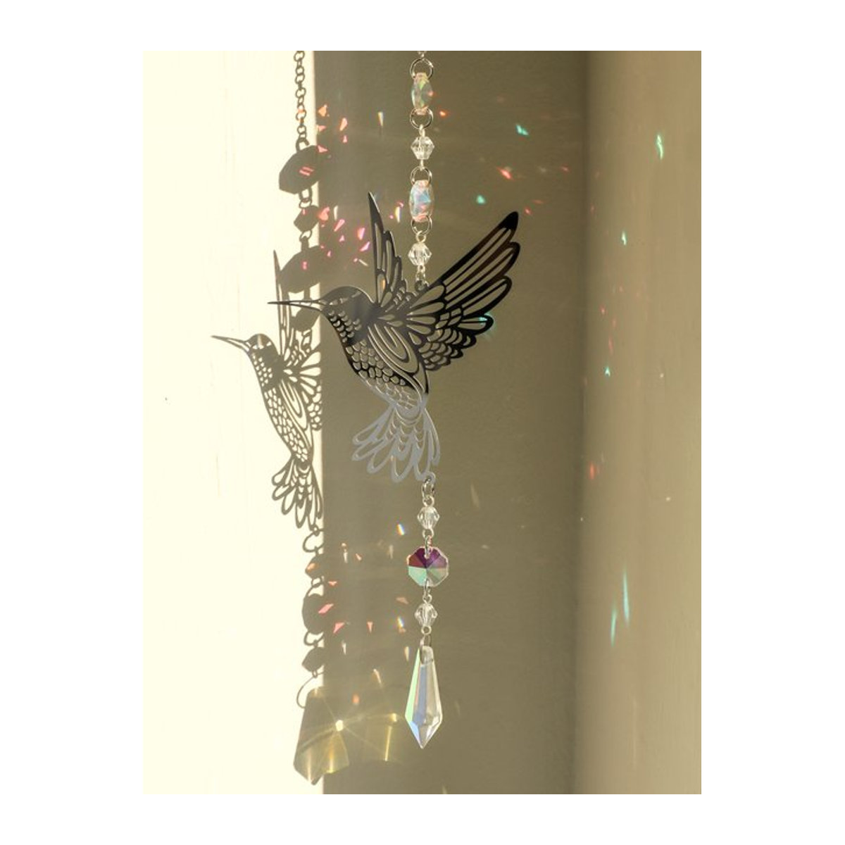 Artilady Kristall Vogel Suncatcher in Silber als hängende Glas Dekoration für Regenbogeneffekte - Bild 1