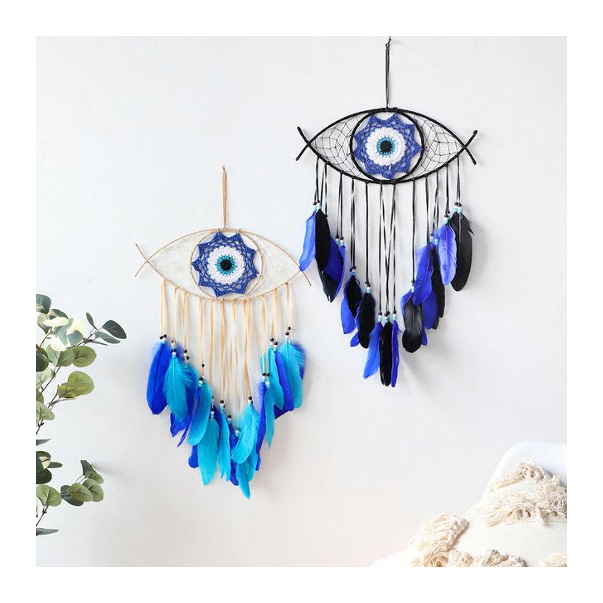 Artilady Makramee Wandbehang Böser Blick Traumfänger als Boho Wandkunst in Mehrfarbig - Bild 1