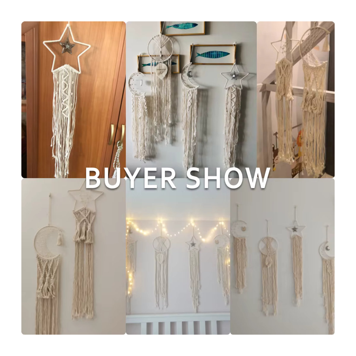 Artilady Makramee Wandbehang Mond Ramadan Dekoration in Weiß aus Baumwolle für Boho Kinderzimmer und Nordic Home Decor - Bild 3