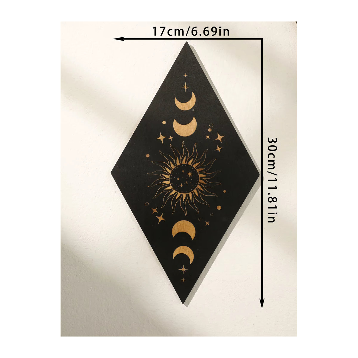 Artilady Wanddekoration aus Holz in Schwarz mit Mond, Sternen und Schlangen im Gothic-Design - Bild 4