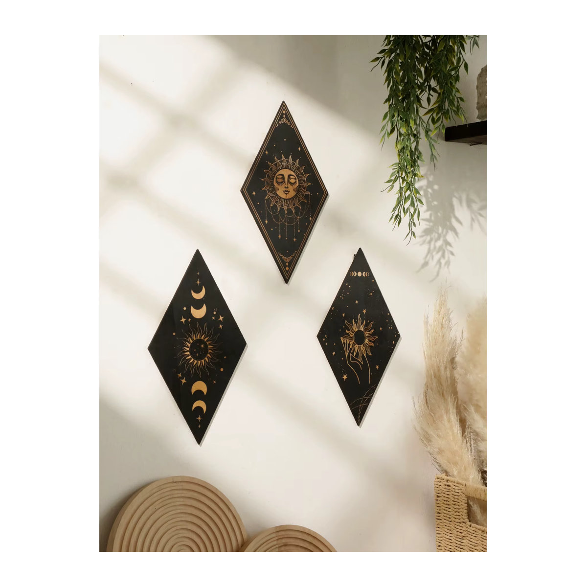 Artilady Wanddekoration aus Holz in Schwarz mit Mond, Sternen und Schlangen im Gothic-Design - Bild 5