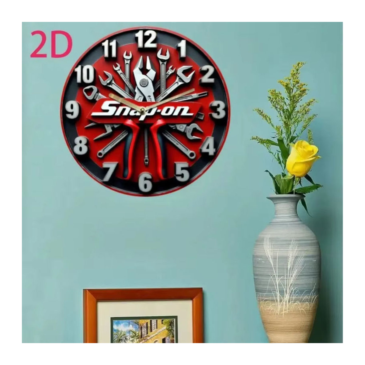 ArtisticTin Dekorative Metall-Wanduhr im Industrial-Design, rund, rot, B/H: 20 x 20 cm - Bild 2