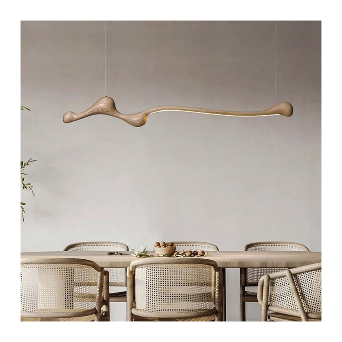 Artpad Lineare Massivholz-Pendelleuchte mit LED in Natur, minimalistisches Design für Esszimmer und Kücheninsel - Bild 1