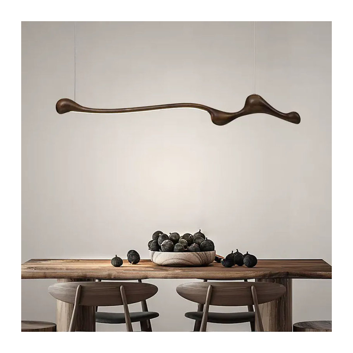 Artpad Lineare Massivholz-Pendelleuchte mit LED in Natur, minimalistisches Design für Esszimmer und Kücheninsel - Bild 2