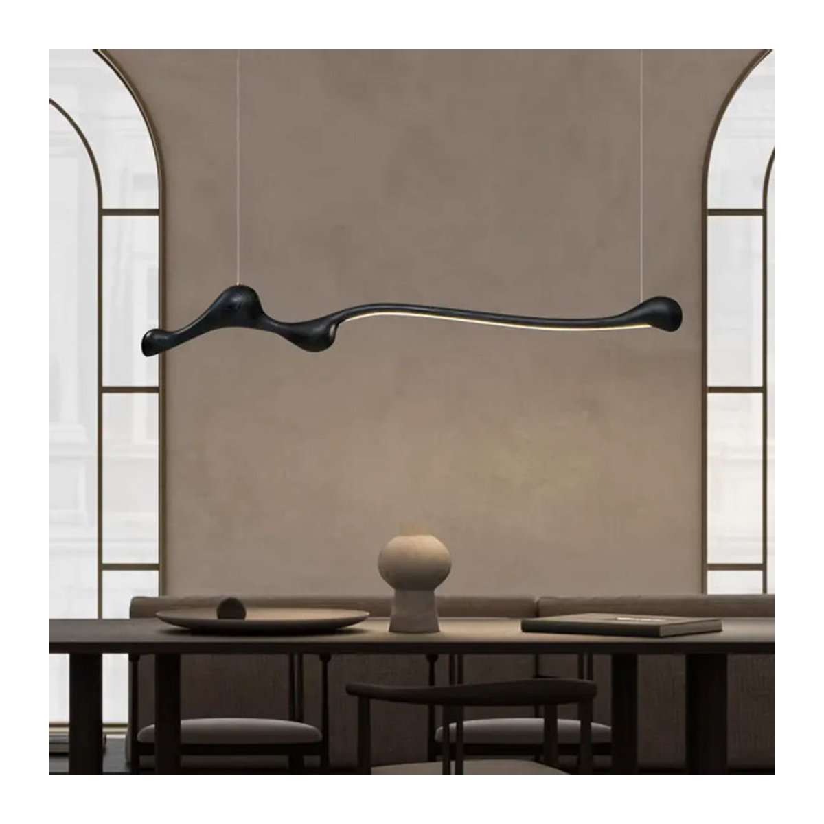Artpad Lineare Massivholz-Pendelleuchte mit LED in Natur, minimalistisches Design für Esszimmer und Kücheninsel - Bild 3