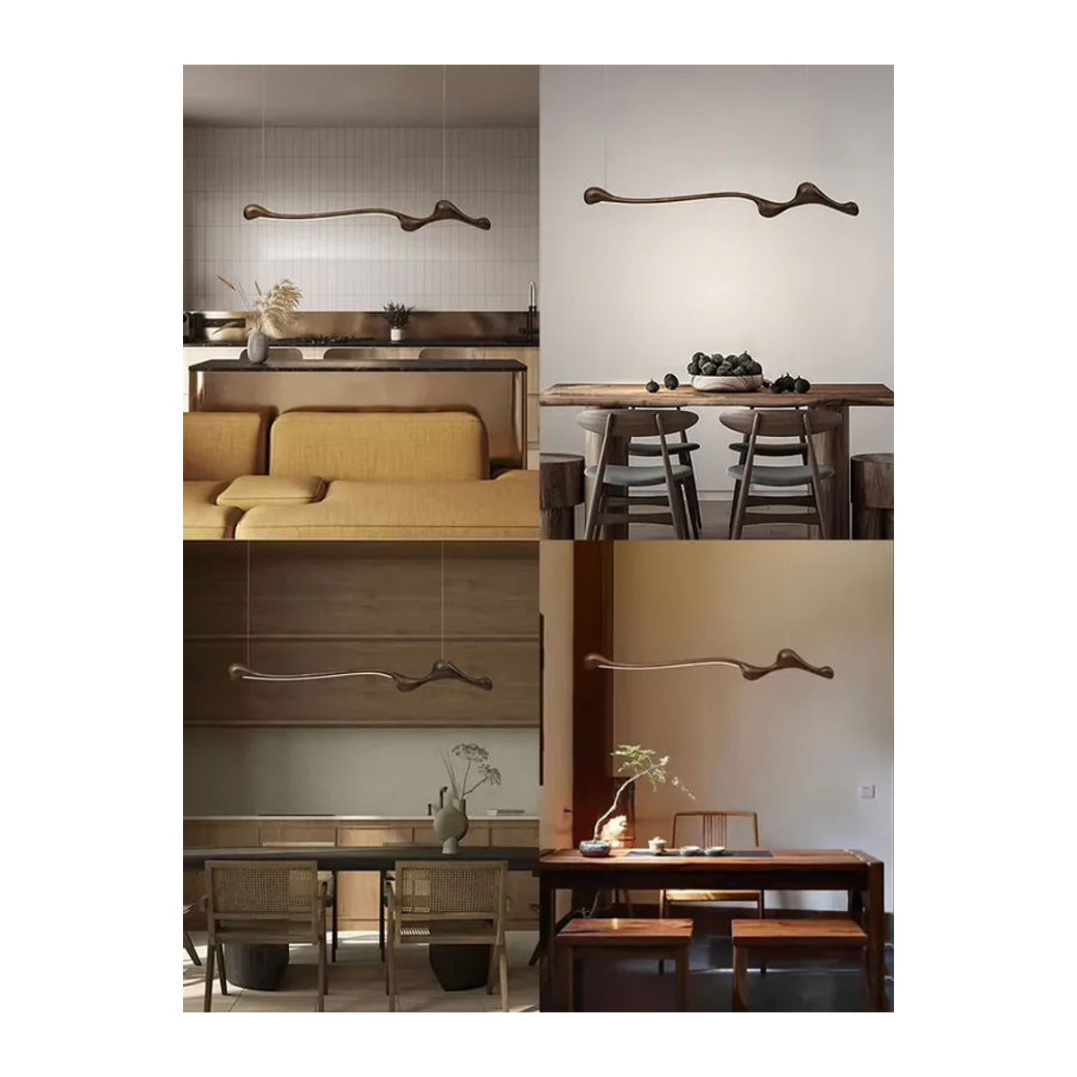 Artpad Lineare Massivholz-Pendelleuchte mit LED in Natur, minimalistisches Design für Esszimmer und Kücheninsel - Bild 4