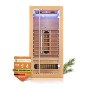Artsauna Infrarotkabine Kiruna90 Dual Technologie mit 4 Vollspektrumstrahlern und 3 Flächenstrahlern in Natur