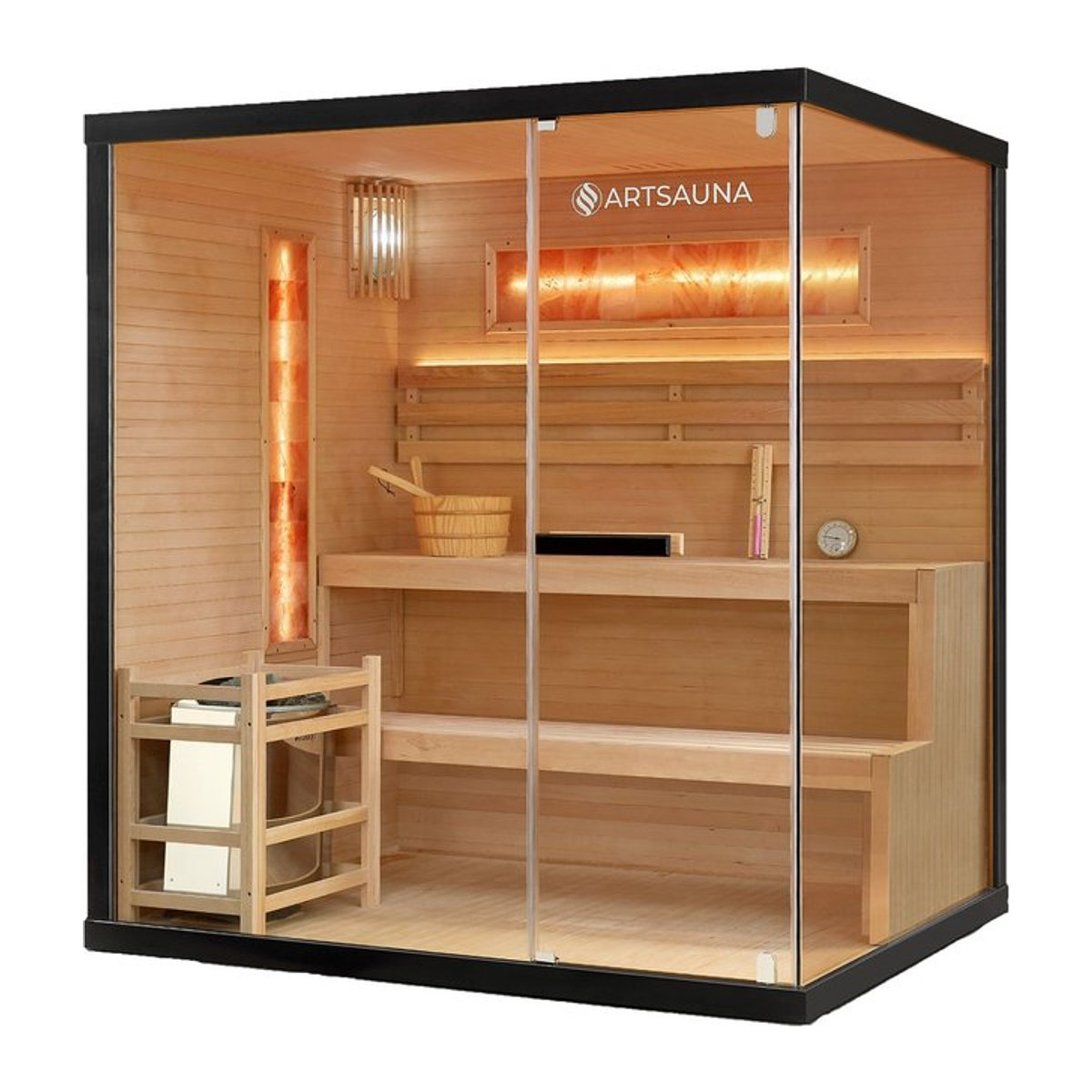Artsauna Saunakabine Vantaa 175 mit Salzstein und Glasfront für 4 Personen - Bild 1