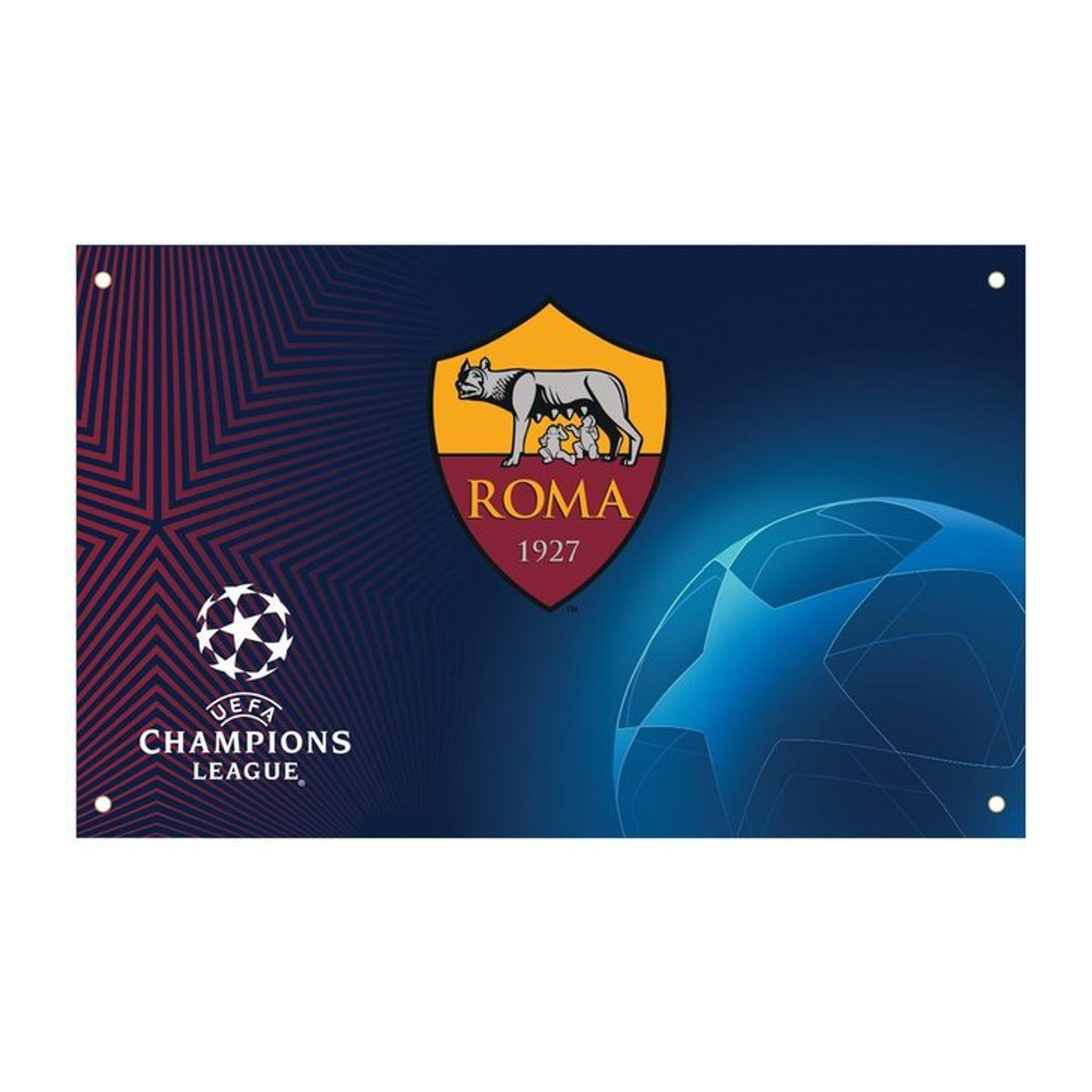 AS Roma Champions League Flagge in Schwarz und Blau mit Ösen - Bild 1