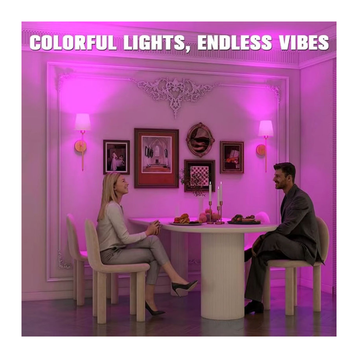 ASCELINA 2er-Pack Moderne LED Wandleuchten in Gold, batteriebetrieben und kabellos mit Fernbedienung und RGB-Farbmodi - Bild 3